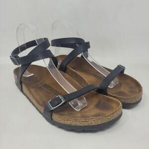 Birkenstock Yara Sandals EU40 US9 Black Leather Ankle Strap Comfort Shoes